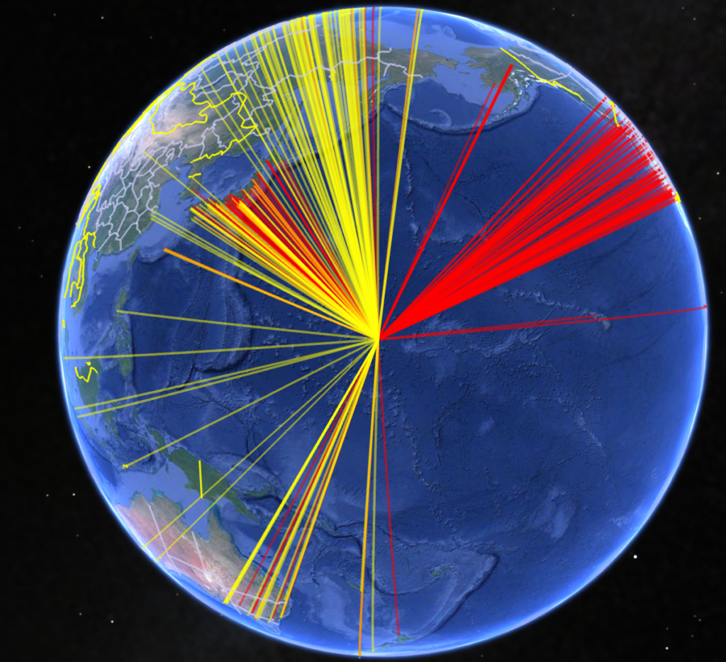 Google Earth plot of QSOs